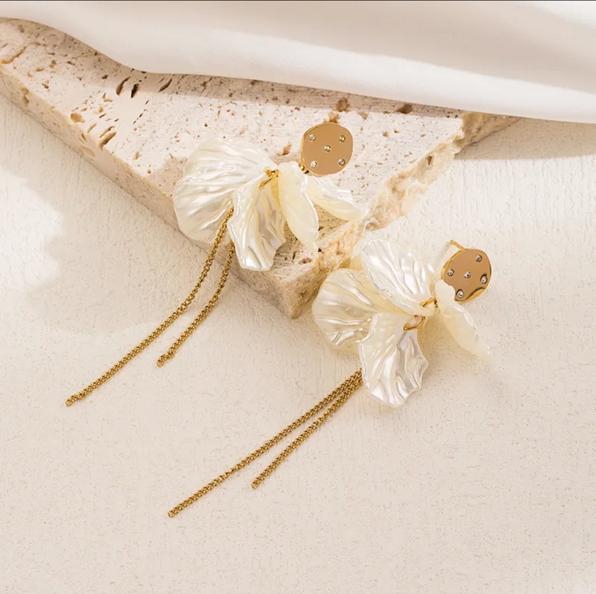 Long Ivory Bloom Earring