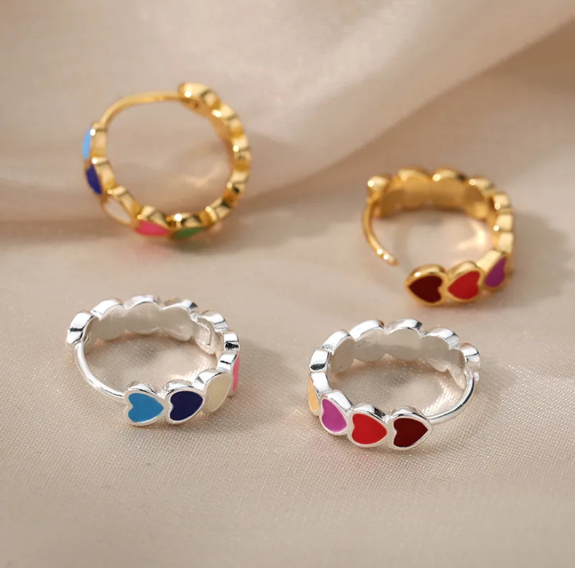 Multicolor Hartjes Oorbellen