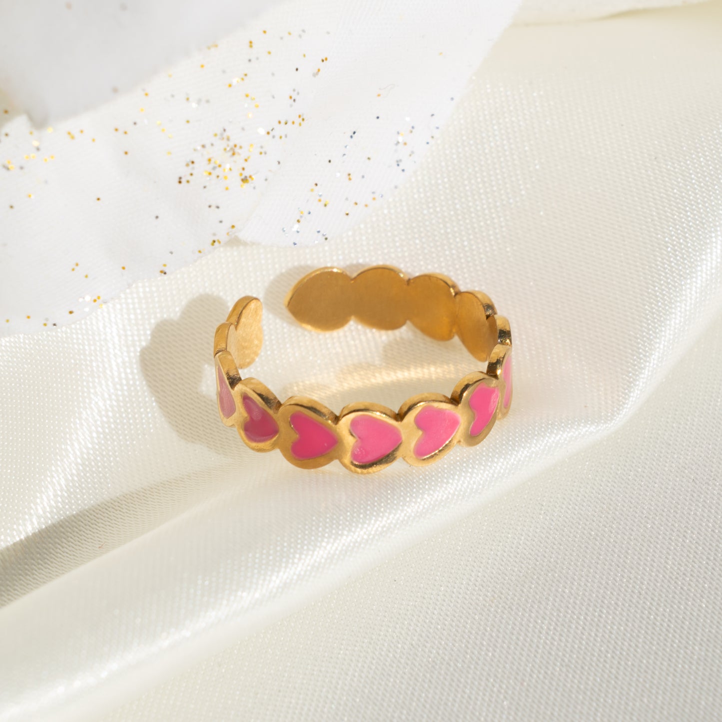 Pink Hearts Ring