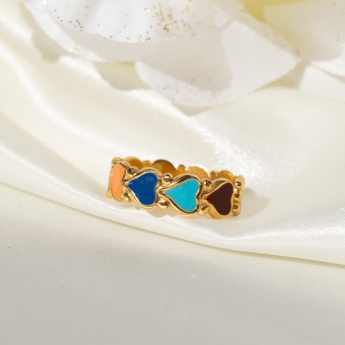 Rainbow Hearts Ring