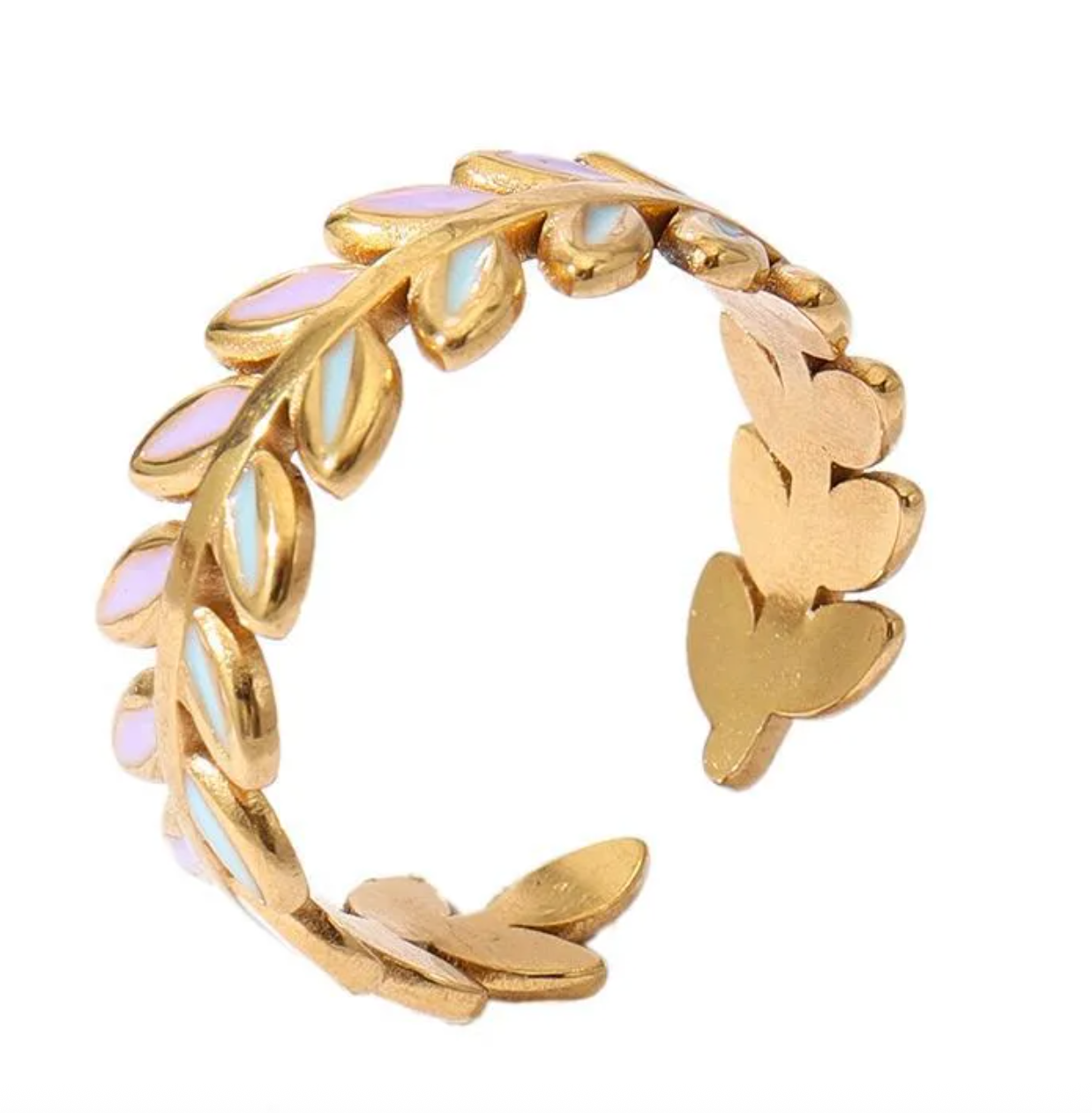 Light Blue & Lila Leaves Ring