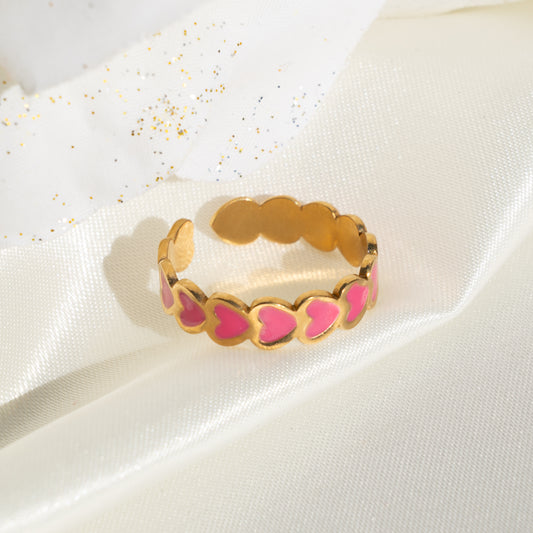 Pink Hearts Ring