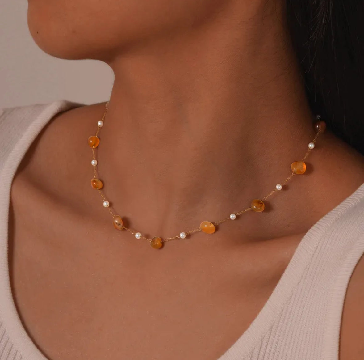 Elegant Pearl Stone Necklace