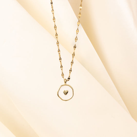 Golden Heart Marble Necklace