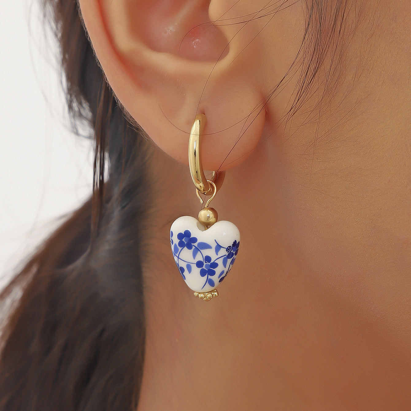 Blue Blossom Heart Earrings