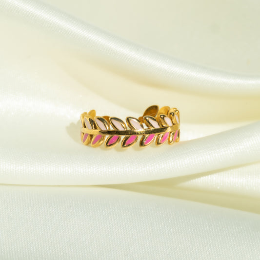 Pink Leaves Ring