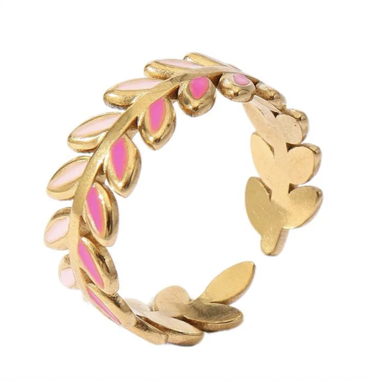 Pink Leaves Ring