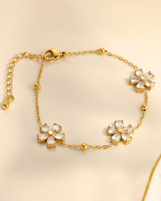 White Crystal Flower Bracelet